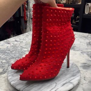 Chase + Chloe Red Spiked Heeled Boots